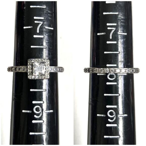 Size 8 Square CZ Sparkle Halo 925 Ring - Picture 8 of 9